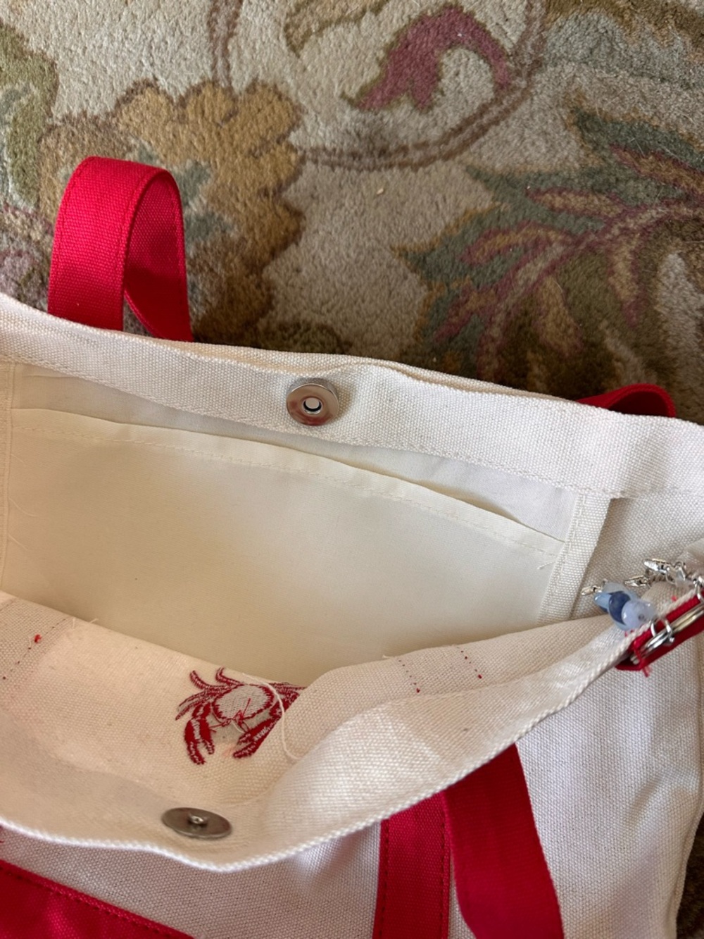 Canvas Mini Tote Bag Red Crab Nautical Beach Charm Small Tote NWT - Picture 3 of 5